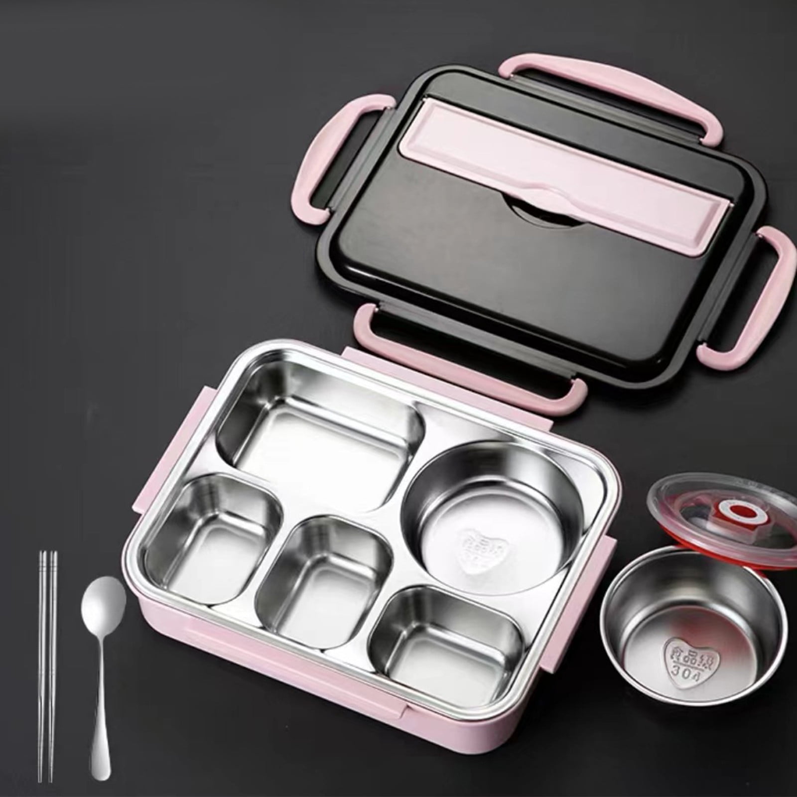 SPOORYYO 1500ML Stainless Steel Lunch Box with 5 Compartments - Lightweight, Portable, and Multi-Heating Options for Office Workers and Students