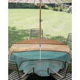 thumbnail image 3 of Outdoor Tablecloth with Umbrella Hole Zipper Farmhouse Aqua Brown Round Tablecloth 60" Waterproof Outside Table Cloth Vintage Wooden Striped Patio Table Cover Tablecloths for Picnic Party, 3 of 8