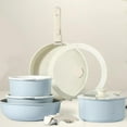 thumbnail image 1 of Gourmetific Cookware Set, 5/11 Piecegourmetific Cookware Set Removable Handle, Stackables Kitchen Pots and Pans Set Nonstick, Dishwasher/Oven Safe, Healthy Non Stick for RV(blue-5pcs), 1 of 7