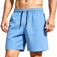 thumbnail image 3 of Mens Shorts Pants Lightweight Athletic Pull-On Quick Dry Ice Slik Elastic Waist Zipper Pockets,Casual Beach Shorts for Summer, 3 of 9