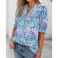 thumbnail image 6 of BTFBM Summer Blouses for Women Dressy Casual Fashion Spring Tops Floral Boho V Neck Puff Short Sleeve Top Shirts, 6 of 7