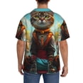 thumbnail image 3 of Bingfone Riverside Meditating Cat for Men's Cuban Collar Short Sleeve Shirt with Pocket Button Down Cardigan Summer Shirt-4X-Large, 3 of 5