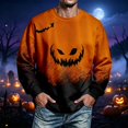 thumbnail image 4 of Hsovts Men's Halloween Gradient Pumpkin Bat Pullover Sweatshirt, Crew Neck Long Sleeve Jack-o'-lantern Casual Top Beige 4xL, 4 of 5
