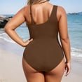 thumbnail image 4 of Womens Plus Size One Piece Swimsuit Tummy Control Bathing Suits Mesh Design One Shoulder Swimwear Full Coverage, 4 of 5