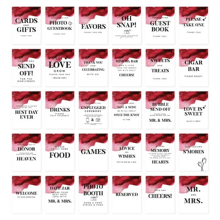 Koyal Wholesale Deep Red Watercolor Wedding Signs Bundle Set for Ceremony Reception Decor Signage 8.5 x 11 30-Pack Koyal Wholesale Deep Red Watercolor Wedding Signs Bundle Set for Ceremony Reception Decor Signage 8.5 x 11 30-Pack