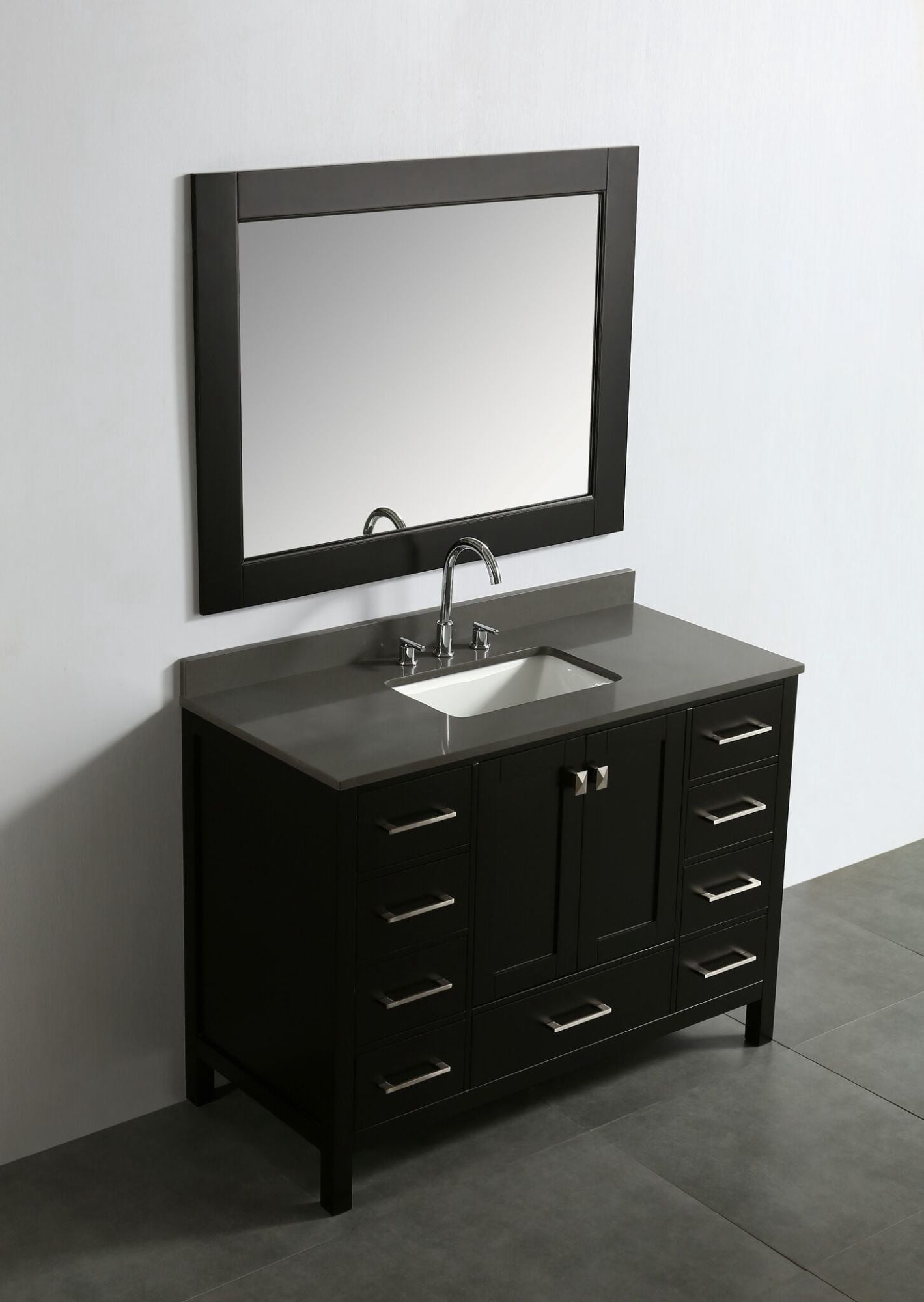 Design Element London 48" Single Sink Bathroom Vanity Set in Espresso with Gray Quartz Top