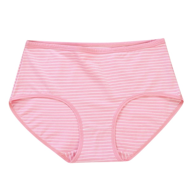 zanvin Women's Underwear High Waisted Ladies Panties, Women's Fashion Basic Elastic  Comfortable Color Cotton Underwear,Pink,L 