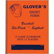 Glover's Scorebooks Short Form Baseball/Softball Scorebook 30 Games
