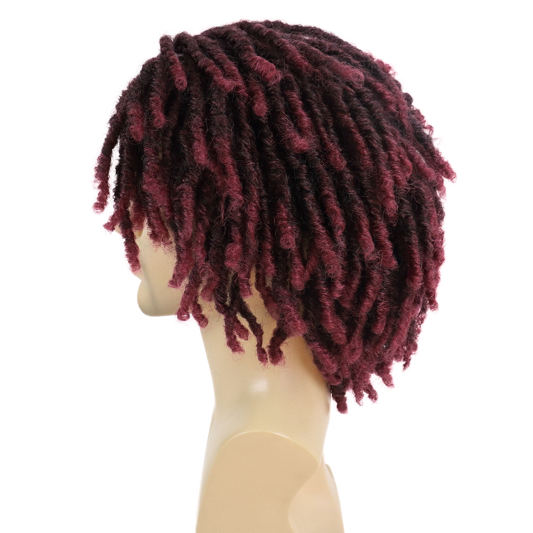 Short  Faux Locs Braided Wig for Man Black ColorTwist Hair Dreadlocks Wig Natural Synthetic Hair Wig with Bangs