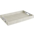 thumbnail image 1 of Home Redefined Bandeja Decorativa para Servir de Piel Sintética de Tiburón Rectangular de 45 X 30 Cm con Asas de Acero Inoxidable, Color Marfil Natural, 1 of 6