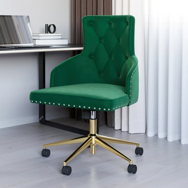 BELLEZE Belden Swivel Computer Desk Chair, ButtonTufted Upholstered