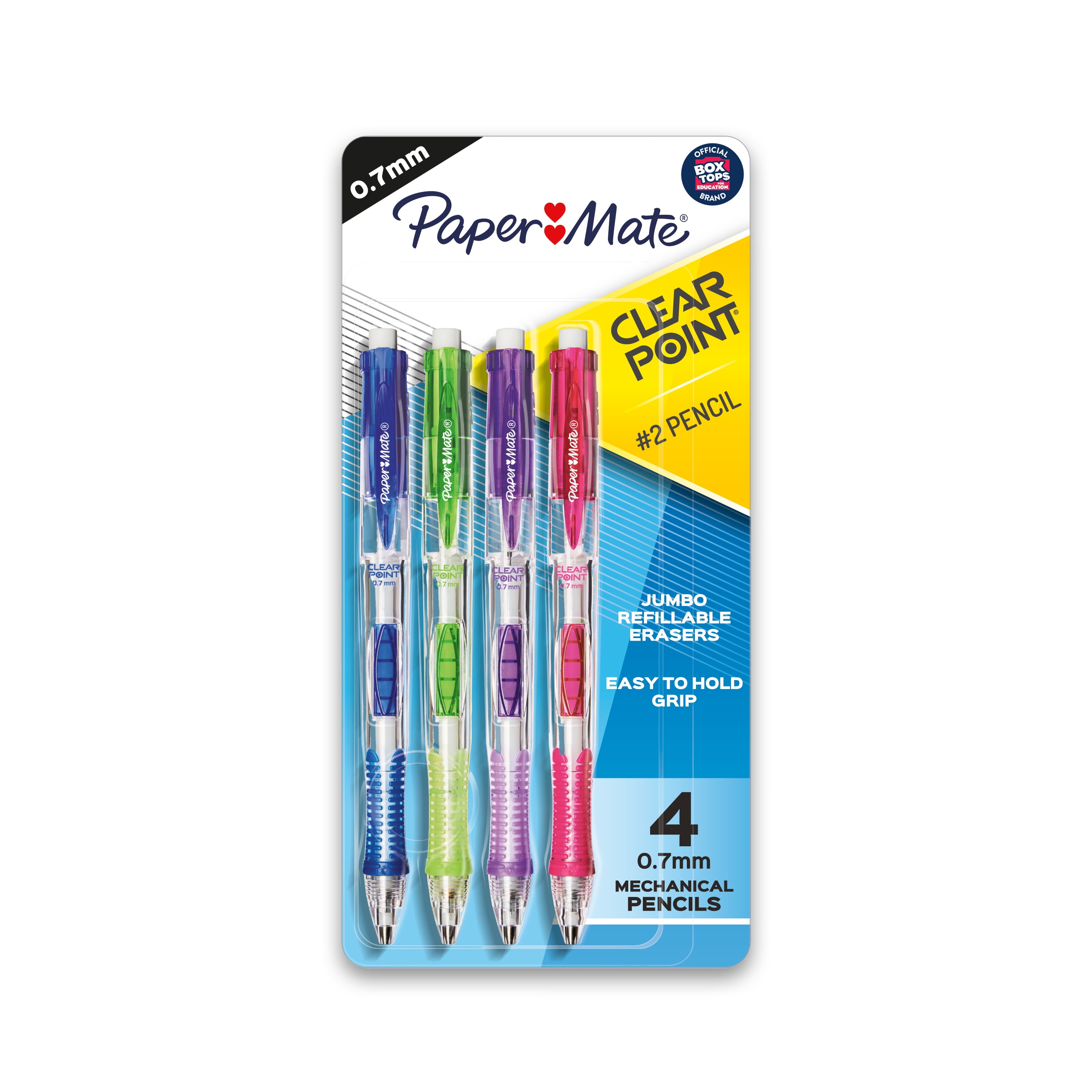 Paper Mate Clear point Mechanical Pencils, 0.7mm, HB #2, Fashion Barrels, 4 Count