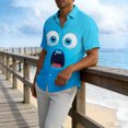 thumbnail image 4 of Maqroz Men's Plus Size Button Down Shirt Short Sleeve Funny Face Graphic Shirts Casual Summer Holiday Vacation Beach Hawaiian Top Novelty Graphic Tops, 4 of 5