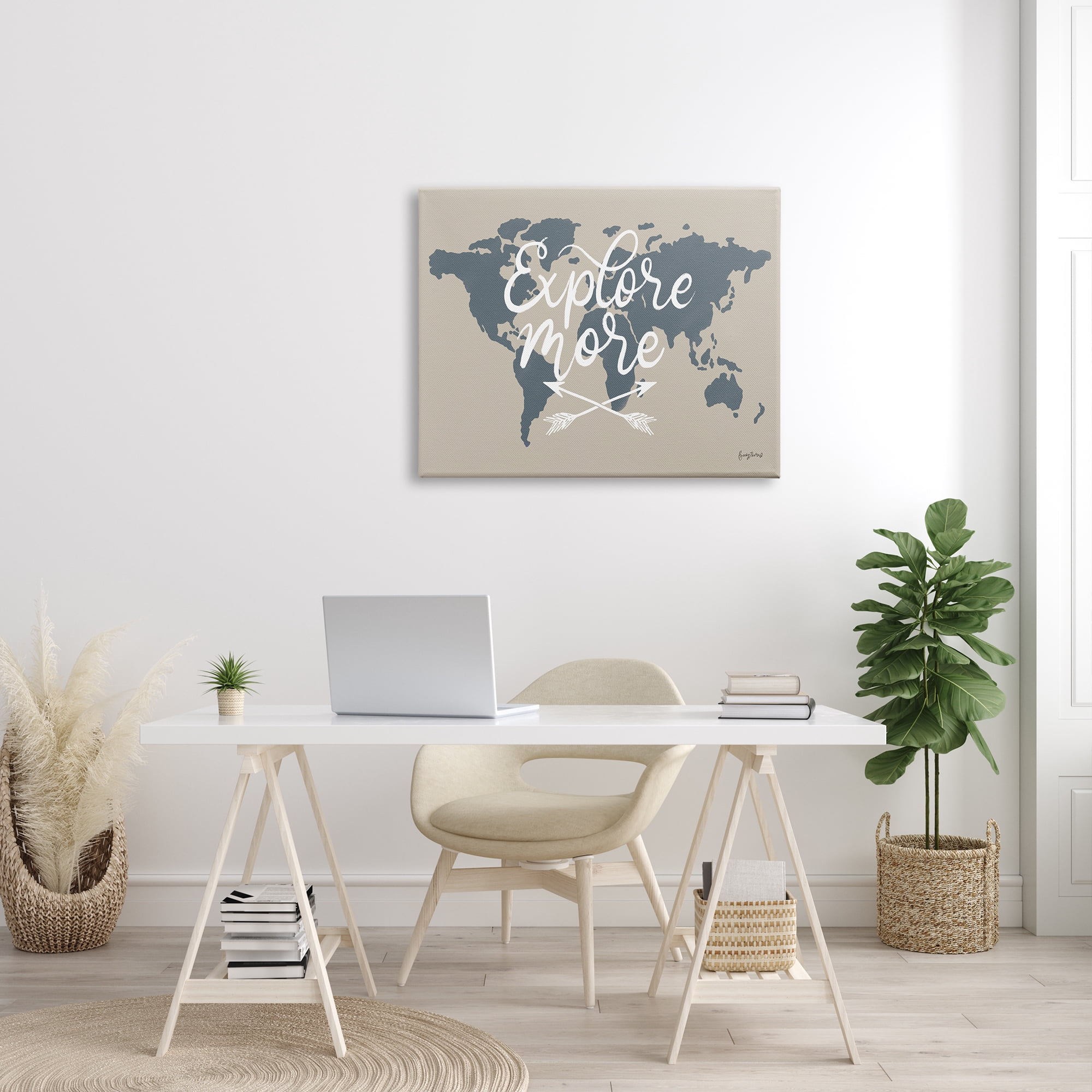 Stupell Industries Explore More Sentiment Crossed Arrows World Map Inspirational Painting Gallery Wrapped Canvas Print Wall Art, 30 x 40
