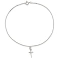 thumbnail image 4 of Sterling Silver Anklet 10 inch mm in Solid Polished Cross on Box Chain, 4 of 7