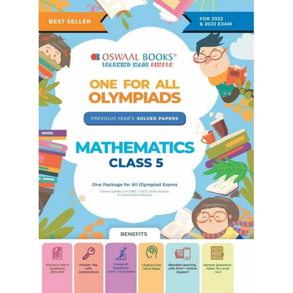 Oswaal One For All Olympiad Previous Years' Solved Papers, Class-5 Mathematics Book (For 2022-23 Exam), (Paperback)
