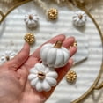 thumbnail image 4 of Kate Aspen White Pumpkin Place Card Holders - Set of 6 Mini Pumpkin Card Holders with Gold Stems and Foil Place Cards - Fall Table Decor for Thanksgiving, Weddings, and Autumn Parties, 4 of 11
