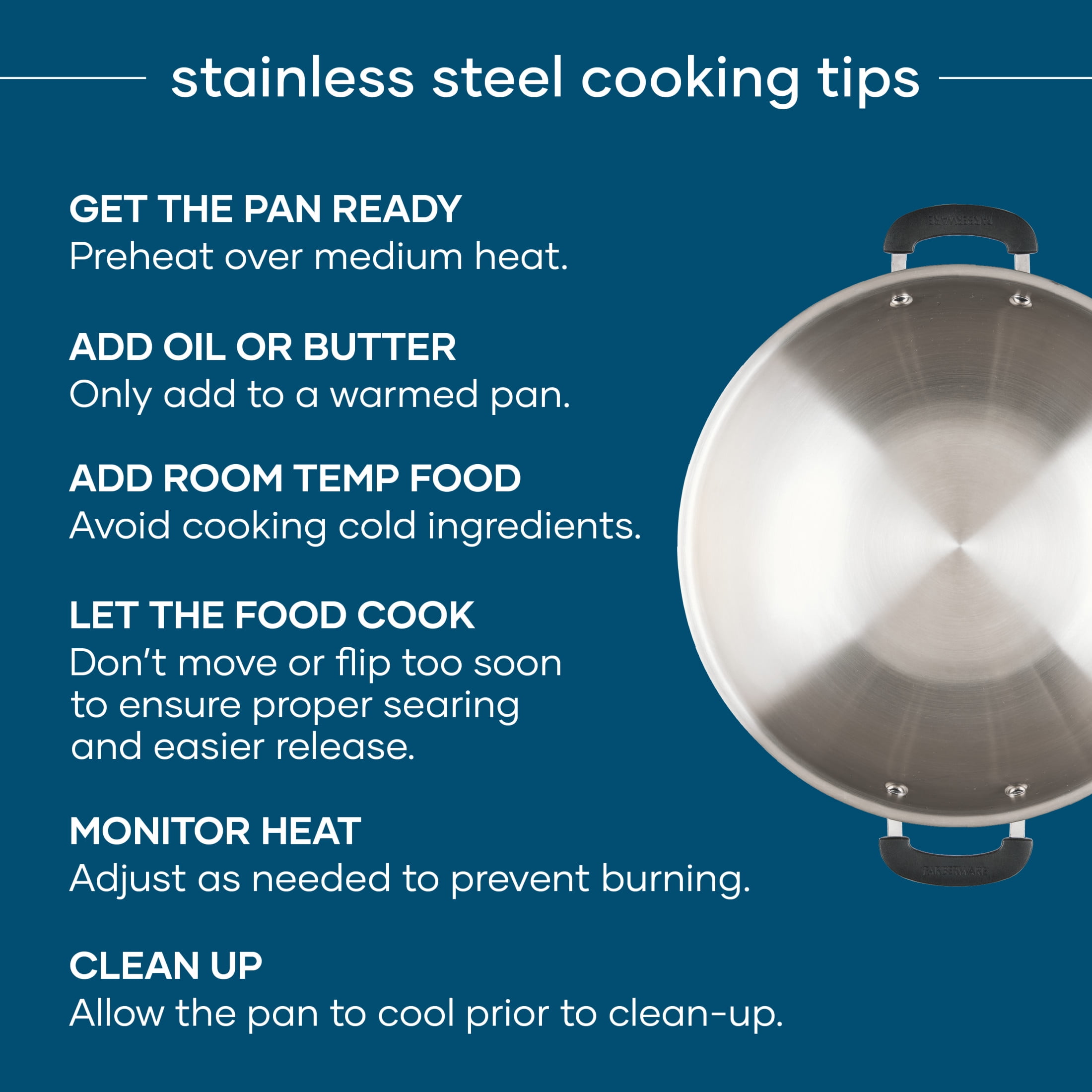 Farberware Brilliance 14 Inch Wok Induction Compatible, Metal Utensil and Dishwasher Safe, Stainless Steel