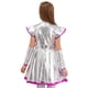 thumbnail image 4 of Disfraz de Halloween para niñas y niños, traje de Alien para Cosplay, manga casquillo, vestido de retales de PU brillante con mangas en el brazo, 4 of 5
