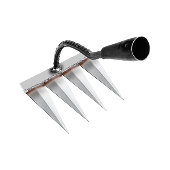 Heavy Duty Garden Rake Dethatching Tool for Efficient Weeding and Soil Loosening in Backyard Landscaping
