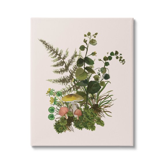 Botanical Nature Mushroom Sprigs Botanical & Floral Graphic Art Gallery Wrapped Canvas Print Wall Art