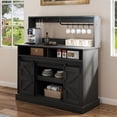 thumbnail image 2 of Uforic 47" Farmhouse Coffee Bar Cabinet, Buffet Sideboard with Power Outlets, Wine Glass Rack, Black Oak, 2 of 8