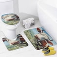 thumbnail image 4 of Farmhouse Highland Cow Funny Cattle And Flower 4 Piece Shower Curtain Sets, Non-Slip Rugs, Toilet Lid Cover And Bath Mat, for Bathroom Decor Set, 72" X 72", 4 of 8