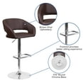 thumbnail image 5 of Flash Furniture Erik Contemporary Brown Vinyl Adjustable Height Barstool with Rounded Mid-Back and Chrome Base, 5 of 12