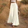 thumbnail image 5 of Maqroz Summer Pants for Women High Waisted Wide Leg Trousers Front Slit Overlap Bow Tie Waist Casual Holiday Beach Vacation Flowy Clothing, 5 of 5