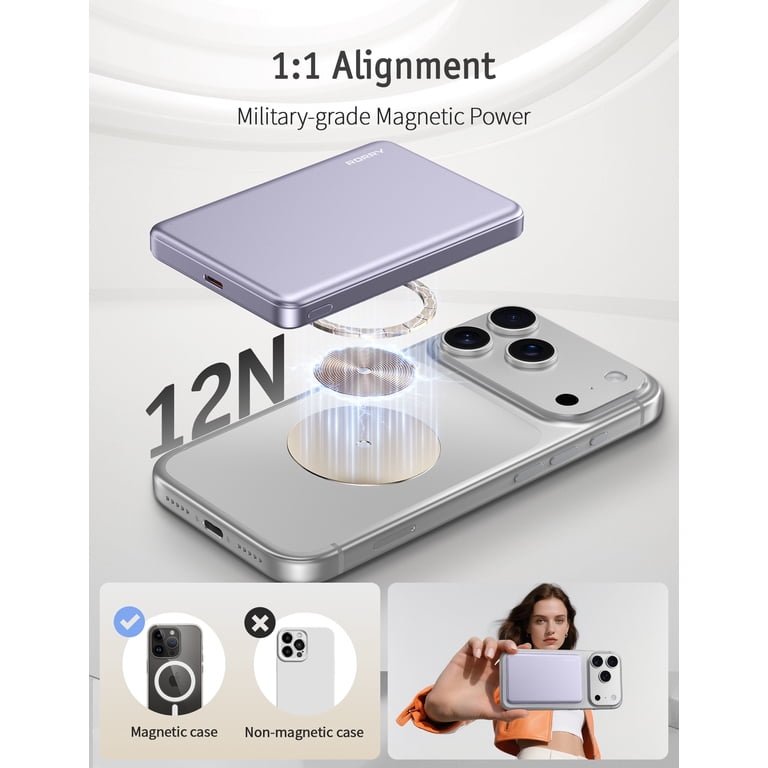 RORRY 10000mAh Wireless Magnetic Power Bank Purple photo 2