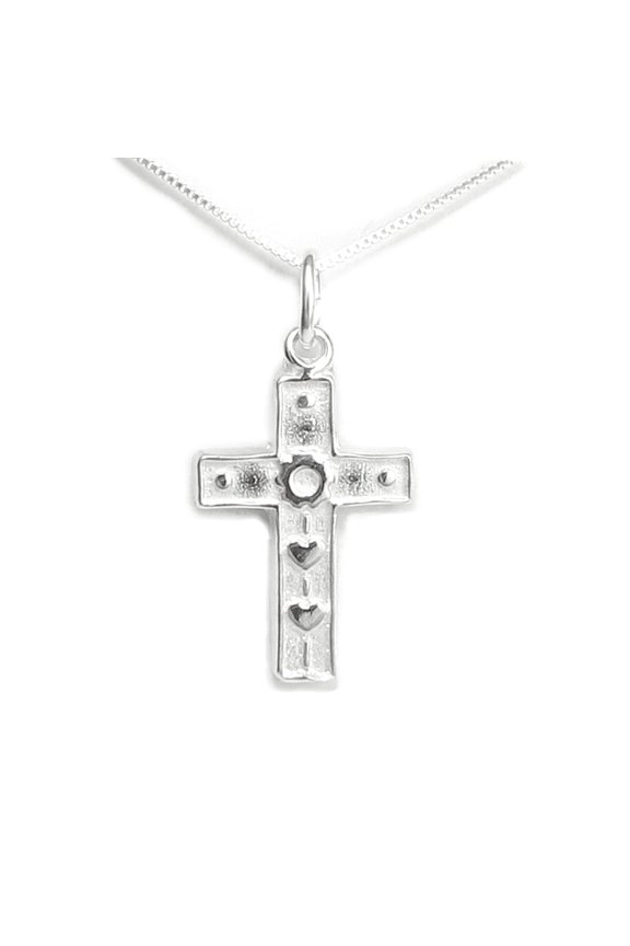 Wonderfully Made Psalm 139 Cross Sterling Silver Necklace - Gift Boxed with Story Card - Made in USA (18 Inch Chain)