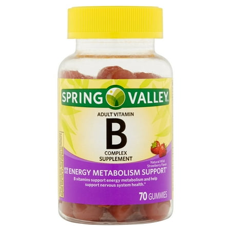 Spring Valley Natural Wild Strawberry Flavor Adult Vitamin B Gummies, 70 count