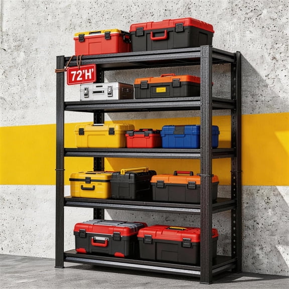 Adjustable 5-Tier Heavy Duty Shelving, Metal Garage Storage Rack with Industrial Strength | Ideal for Basement, Warehouse, Pantry, Laundry & Garage Organization | 36" W x 16" D x 78" H