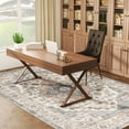 thumbnail image 2 of HOMCOM 8x10 Area Rug, Vintage Machine Washable Rug for Bedroom, Brown Blue, 2 of 8