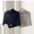 thumbnail image 6 of RUISINERY Elegant Faux Wool Shawl with Split Designs for Women Turtleneck Asymmetrical Knitted Shoulder Wrap Scarf Capelet Ponchos, 6 of 8