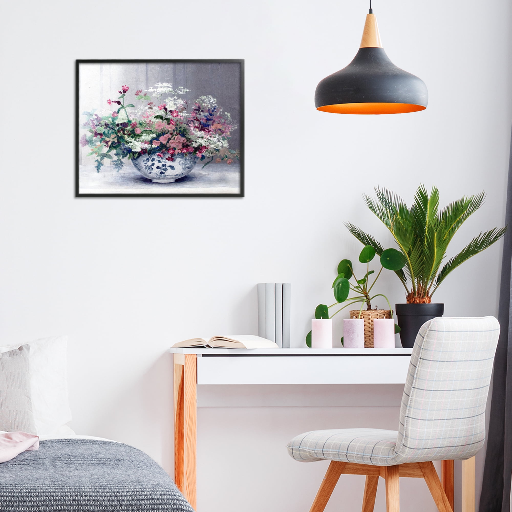 Painterly Elegant Blooms Vase Black Framed Giclee Art, design by Lettered and Lined