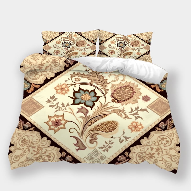 Flower Bedclothes Retro Comforter Covers Golden Paisley Duvet Cover