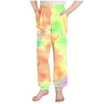 thumbnail image 4 of OGLCCG Girls' Baggy Sweatpants Elastic Waist Wide Leg Tie Dye Jogger Sweatpants with Pockets Loose Fit Fall Lounge Pants 3-15 Years, 4 of 5