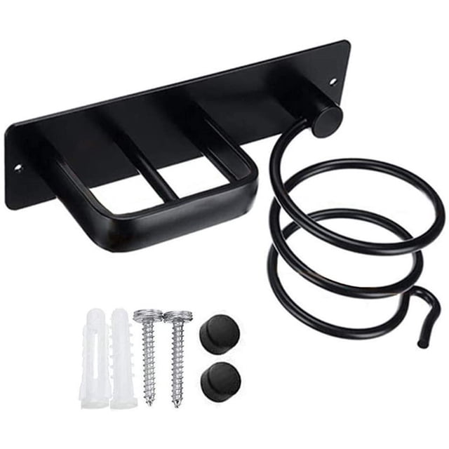 Bathroom Storage Hair Dryer Stand Wall Mount Blow Dryer Organizer Wall Mounted Flat Irons Curling Wands Save Space Easy To Install Multi-Functional Hair Dryer Rack for Bedroo Bathroom Utensils