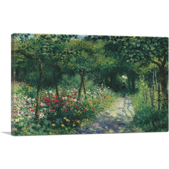 ARTCANVAS Woman with a Parasol in a Garden 1873 Canvas Art Print by Pierre-Auguste Renoir - Size: 26" x 18" (0.75" Deep)