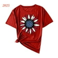thumbnail image 6 of Htigea Independence Day T Shirt for Women Sunflower Graphic Crewneck Short Sleeve Shirts 4th of July Patriotic Tees Casual Loose Fit Summer Tops Red,XL, 6 of 9