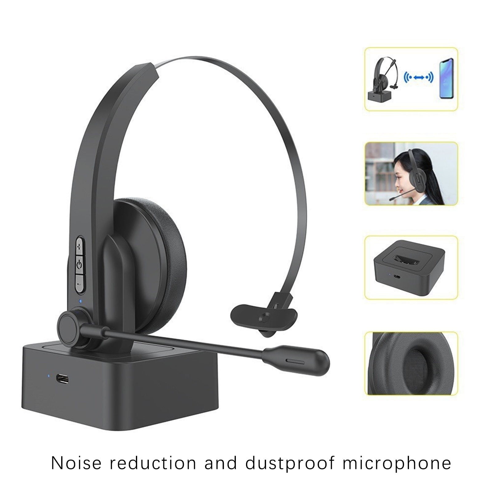 Trucker Bluetooth Headset Wireless Headset With Microphone For PC