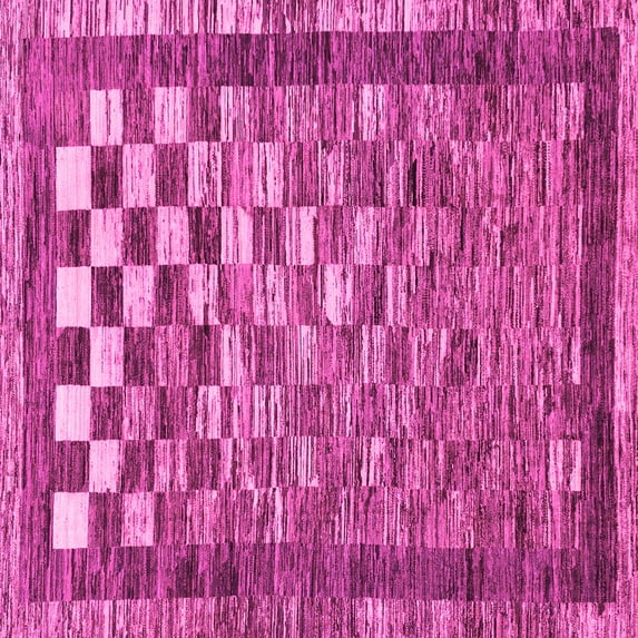 Ahgly Company Indoor Square Checkered Pink Modern Area Rugs, 5' Square