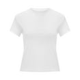 thumbnail image 5 of 3 Pack T Shirts for Women Short Sleeve Skinny Stretchy Soft Basic Tops Slim Fit Cropped Solid Color Comfortable Casual Tees Black S, 5 of 7