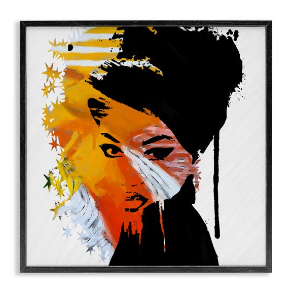 Stupell Industries Eclectic Abstract Woman & Stars Black Framed Giclee Art, 24 x 24, by Karen Smith