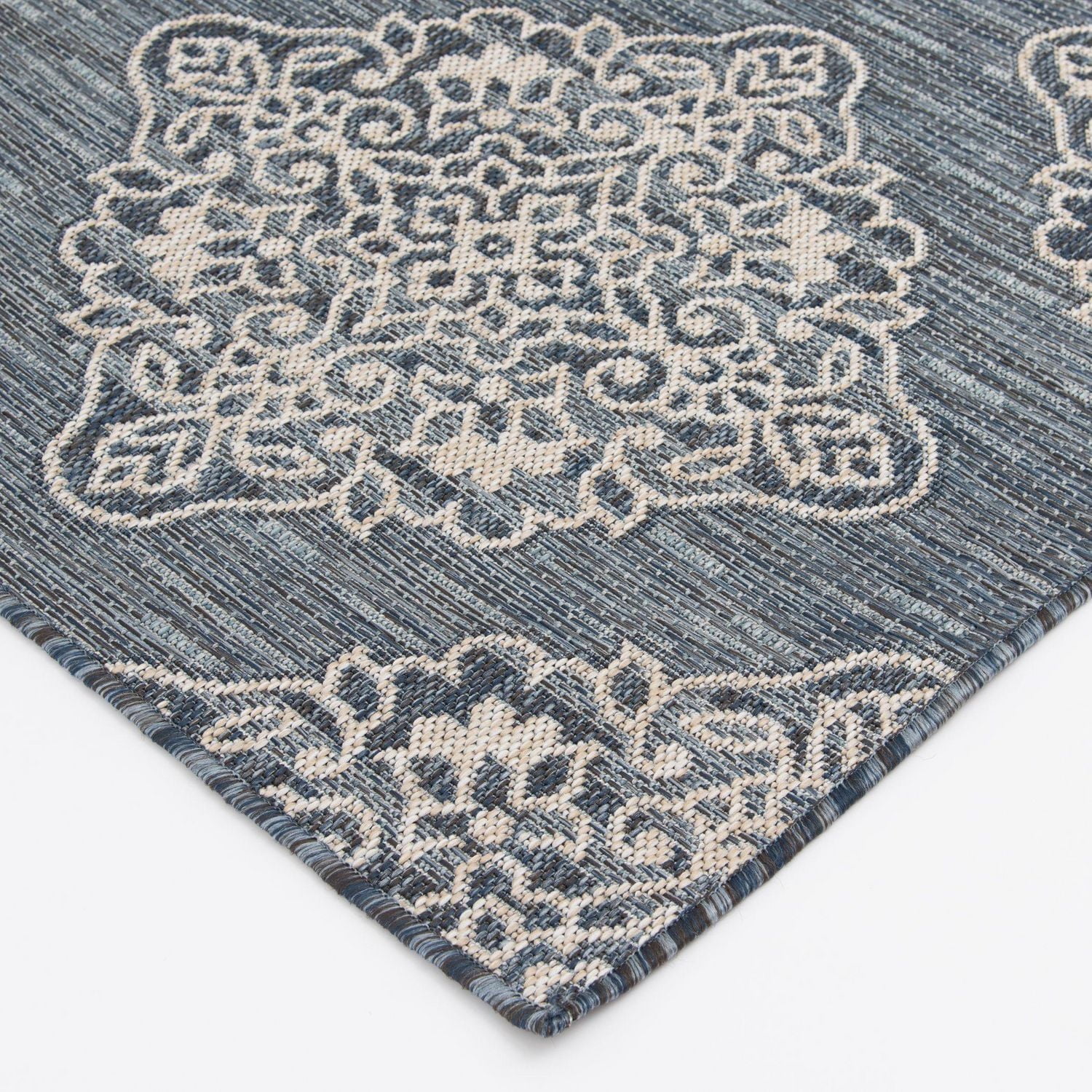 Hayweld Lagoon Blue and White Woven Area Rug