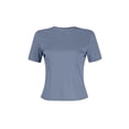 thumbnail image 2 of Boiiwant T-Shirt à Manches Courtes Col Rond Côtelé Ajusté Basique Uni pour Femmes, 2 of 7