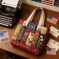 thumbnail image 7 of 1776-2026 USA Anniversary Quilted Tote Bag, USA 1776-2026 Patriotic Floral Print Tote for 4th of July, Daily Use 15.7 x 16.9 Inch, 7 of 7