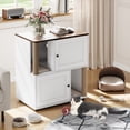 thumbnail image 1 of AKDSteel Modern Wooden End Table And Pet House, Double Cat Litter Box Enclosure With Hidden Compartments And Built-In Scraping Posts, 1 of 7