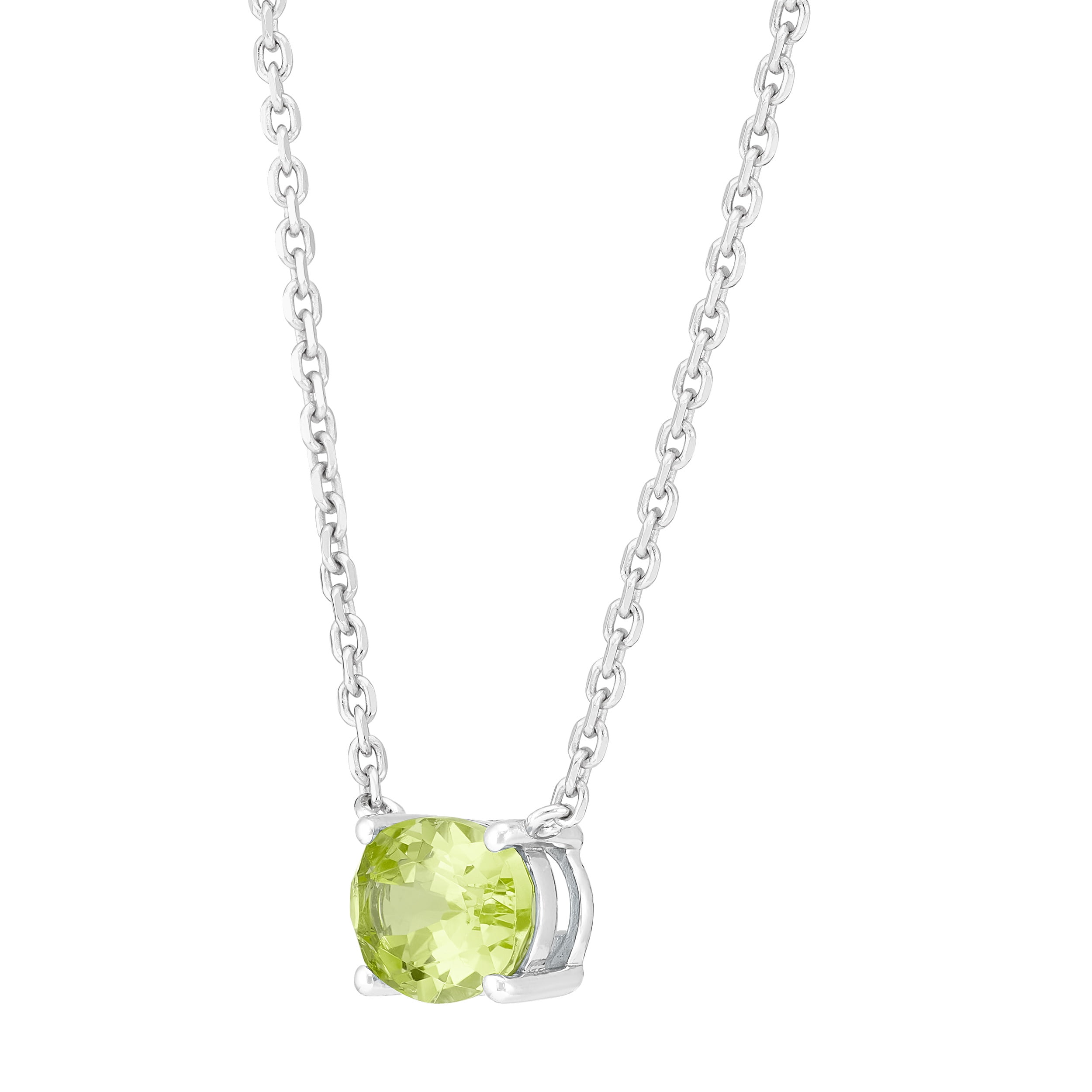 Brilliance Fine Jewelry Oval Peridot Necklace in Sterling Silver